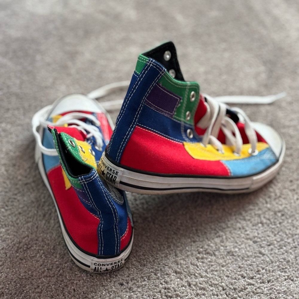 Converse Red and Blue High-Top Sneakers Vibrant Canvas